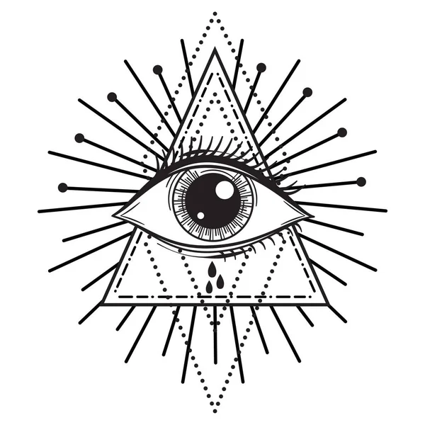 Vector Illustration All Seeing Occult Masonic Eye 로열티 프리 스톡 벡터
