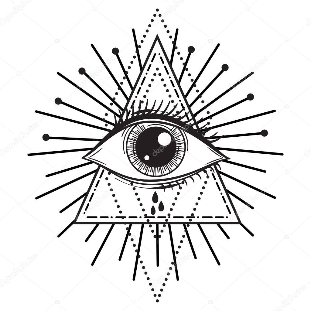 Vector Illustration of an All-Seeing Occult or Masonic Eye