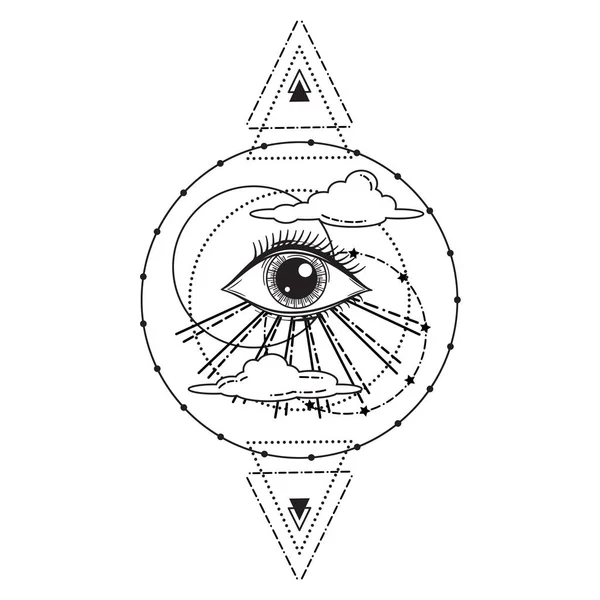 Vector Illustratie Van Een Alziend Occult Vrijmetselaars Oog Stockillustratie