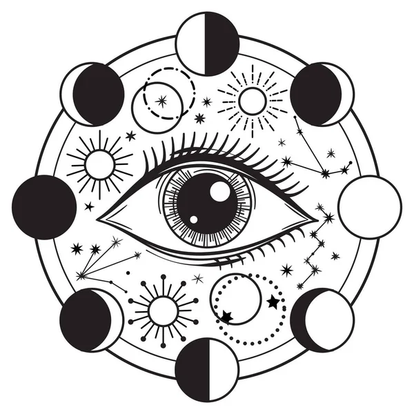 Vector Illustration All Seeing Occult Masonic Eye - Stok Vektor