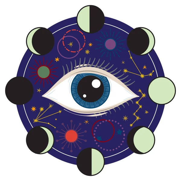 Vector Illustration All Seeing Occult Masonic Eye — 스톡 벡터