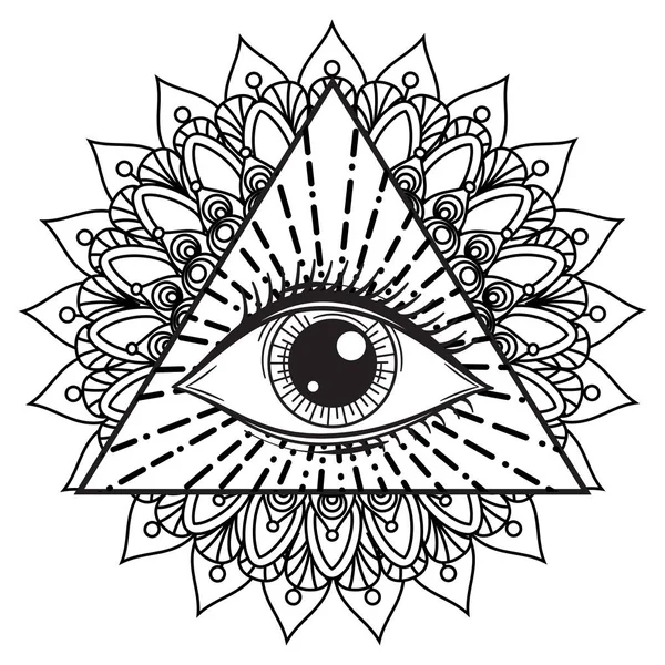 Vector Illustration All Seeing Occult Masonic Eye — Stock Vector