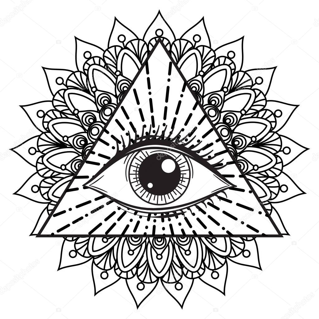 Vector Illustration of an All-Seeing Occult or Masonic Eye