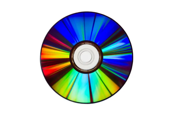 Espectro Colores Luz Reflejado Por Disco Dvd Aislado Sobre Blanco — Foto de Stock