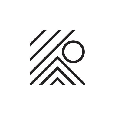 Çizgiler kare doğrusal dağ güneş sembolü vektörü