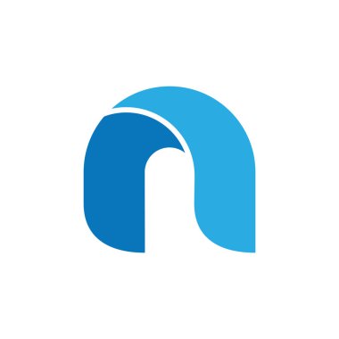 n harfi basit eğriler 3d logo vektörü