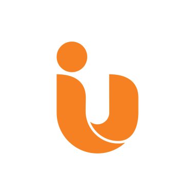 harf iu basit eğriler 3d logo vektörü