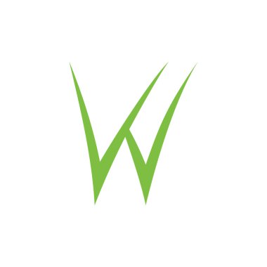 W harfi basit yeşil çimen logo vektörü