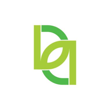 dd harfi bağlı yeşil yaprak şekil tasarım vektörü