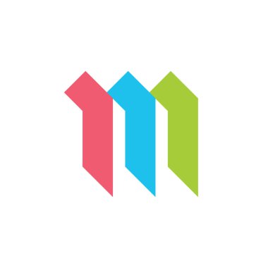m harfi renkli geometrik çizgi logo vektörü
