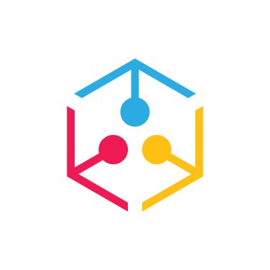 altıgen bağlantılı noktalar ok çizgi logo vektörü