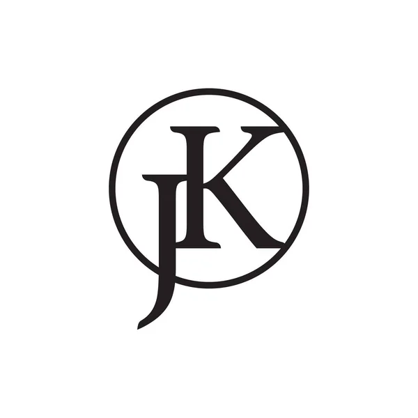Jk dairesi harfi bağlı logo vektörü — Stok Vektör