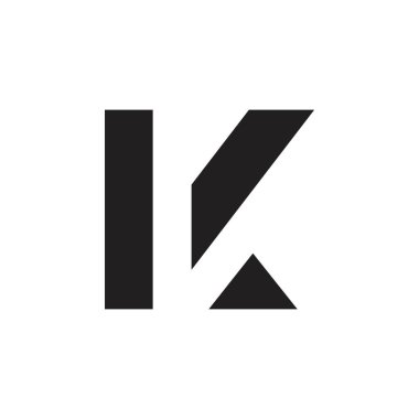 K üçgeni geometrik negatif uzay logosu vektörü