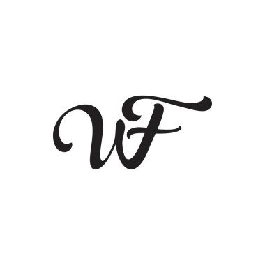 wf bağlantılı harf eğriler tasarım logo vektörü