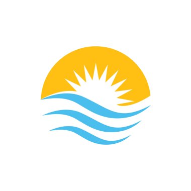 Basit geometrik güneş dalgaları renkli tasarım logo vektörü