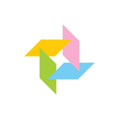 yuvarlak kağıt fan origami çocuk eğitim logo vektörü
