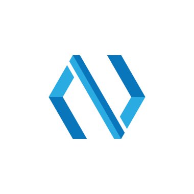 n harfi 3d ok geometrik logo vektörü