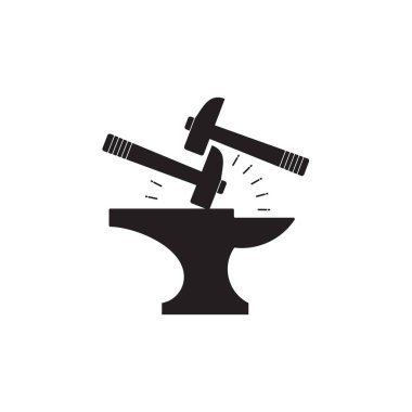kıvılcım demir çekiç demirci sembolü logo vektörü