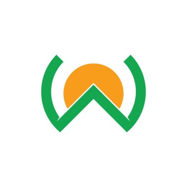 w dağ güneş tasarımı harfi logo vektörü