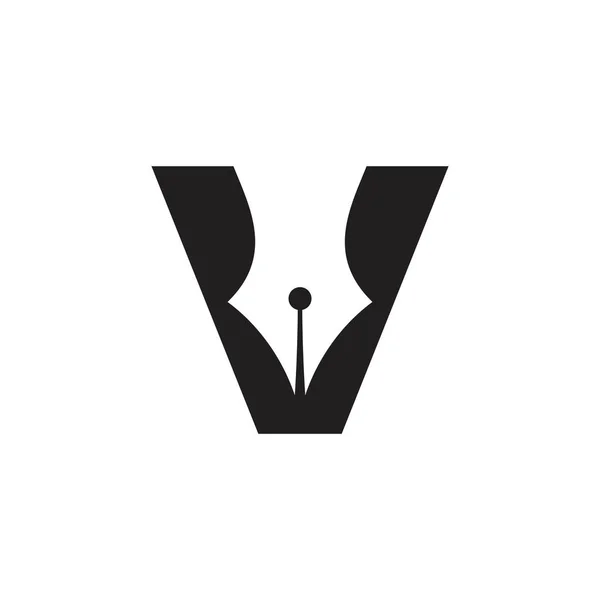 Bokstav v penna verktyg design logotyp vektor — Stock vektor
