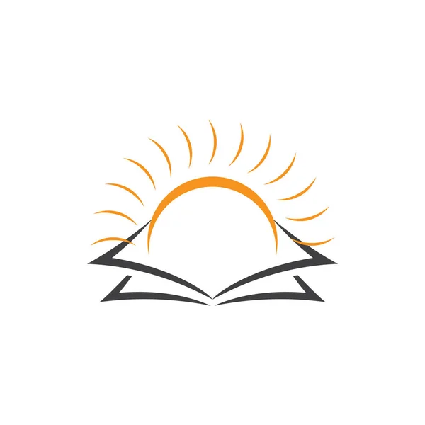 Książka świecić słońce symbol wektor logo — Wektor stockowy