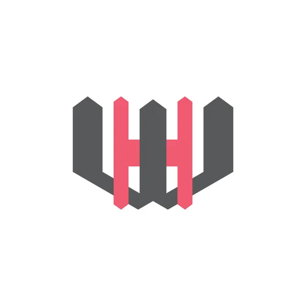 Litery HW połączone geometryczne kolorowe logo — Wektor stockowy