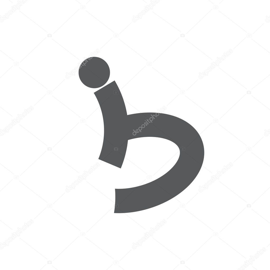 Letter ib simple line logo vector