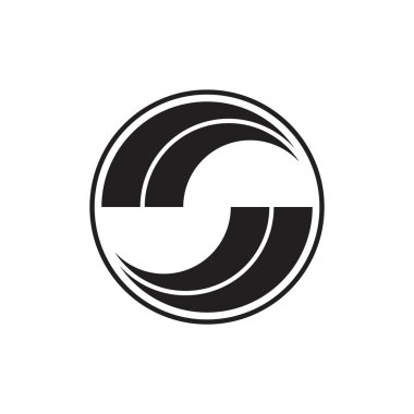 Çizgili çember ok geometrik logo vektörünü döndürür