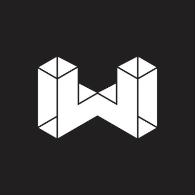 w harfi mozaik geometrik tasarım logo vektörü
