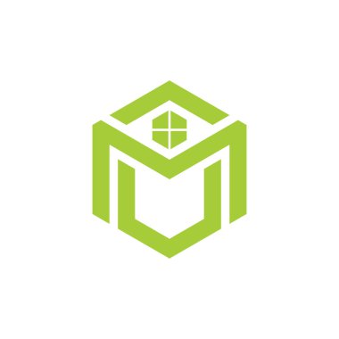 harf mü home geometrik logo vektörü