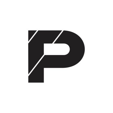 p harfi çizgili geometrik logo vektörü