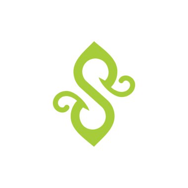 mektup s eğrileri logo vektör yaprak yeşil