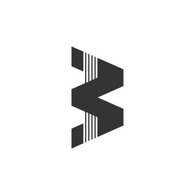 harf b basit çizgili geometrik logo vektör
