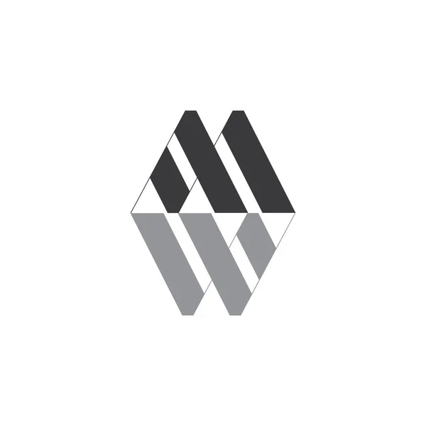 Letra mw listras geométricas simples logotipo vetor — Vetor de Stock
