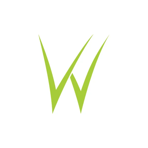 Letra w verde símbolo de grama logotipo vetor —  Vetores de Stock