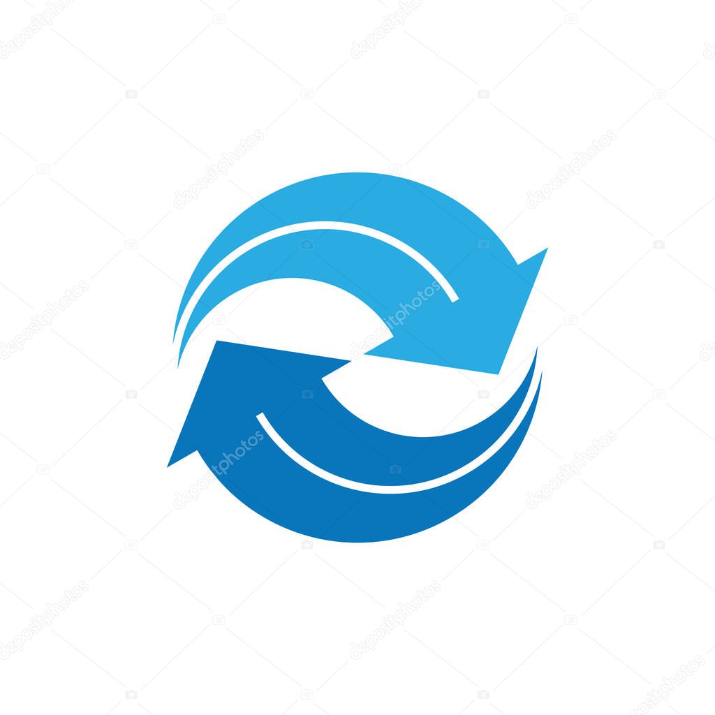 Stripes circle rotate arrow geometric logo vector