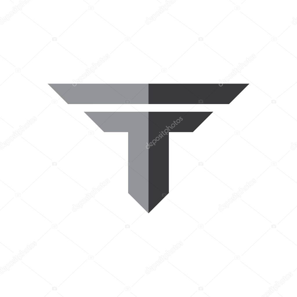 Letter ft simple geometric shadow logo vector