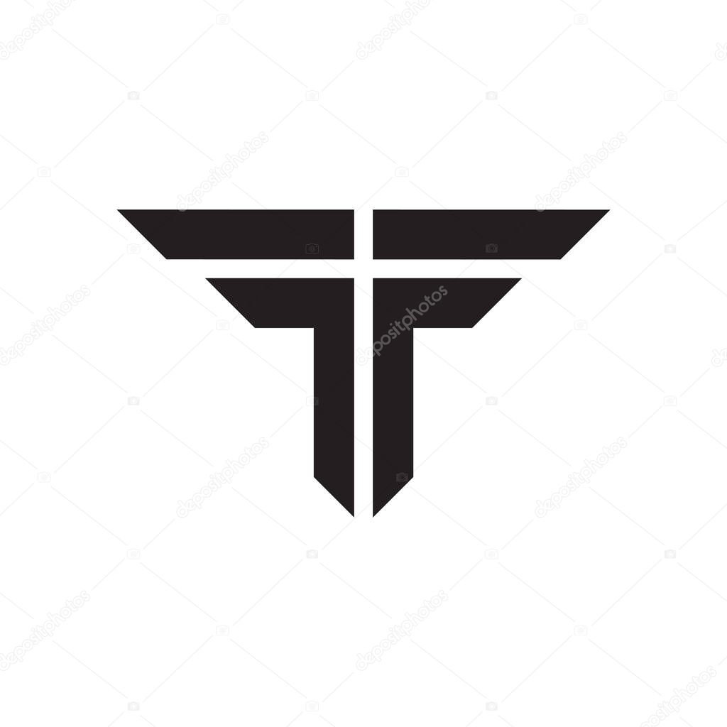 Abstract letter tf simple geometric clear logo vector