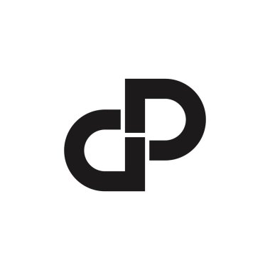 dp harfi geometrik çizgi logo vektörü
