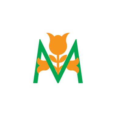 m harfi renkli çiçek zarif logo vektörü