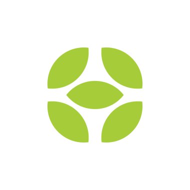 Yaprak basit geometrik çember yeşil doğa logo vektörü