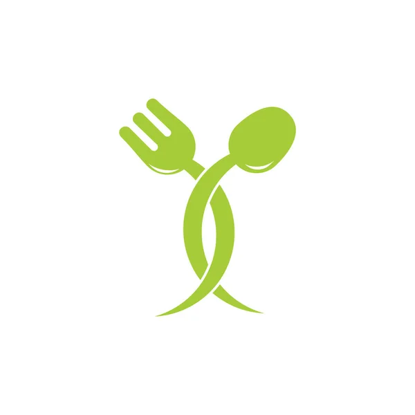 Cuchara vinculada tenedor simple alimento símbolo logotipo vector — Vector de stock