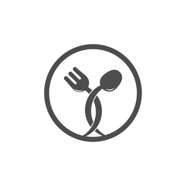 Propojená lžička vidlička jednoduché jídlo symbol logo vektor — Stockový vektor
