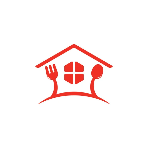 Home spoon fork restaurant symbol logo vector — Stock Vector