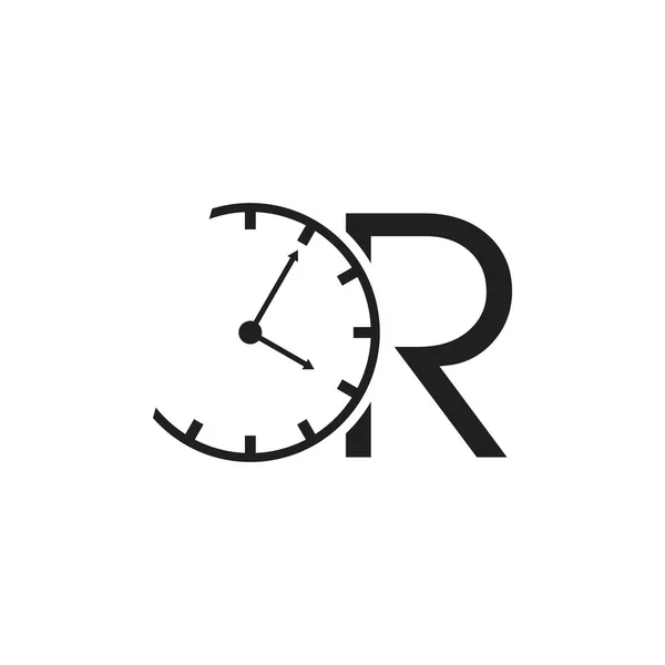 Lettera r tempo orologio design logo vettoriale — Vettoriale Stock