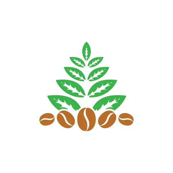 Hoja y café grano alimento natural símbolo vector — Archivo Imágenes Vectoriales