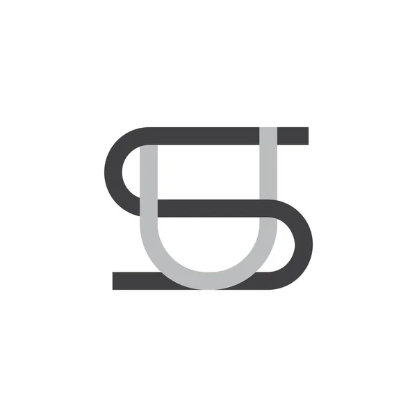 Letter su linked line flat logo vector — Stock Vector