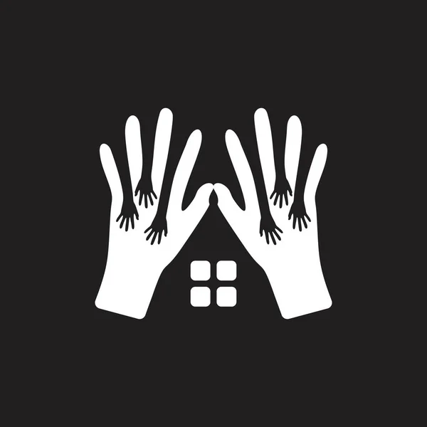 Σπίτι του φορέα λογότυπου ορφανού σχεδιασμού χεριών — Διανυσματικό Αρχείο
