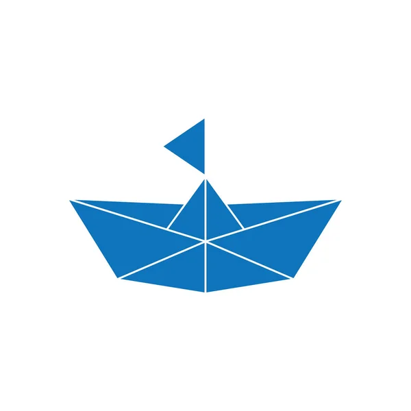 Einfaches Papier Handwerk geometrisches Schiff Boot Symbol Logo Vektor — Stockvektor