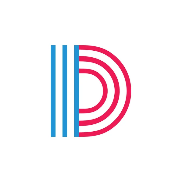 D harfi çizgileri renkli logo vektörü — Stok Vektör